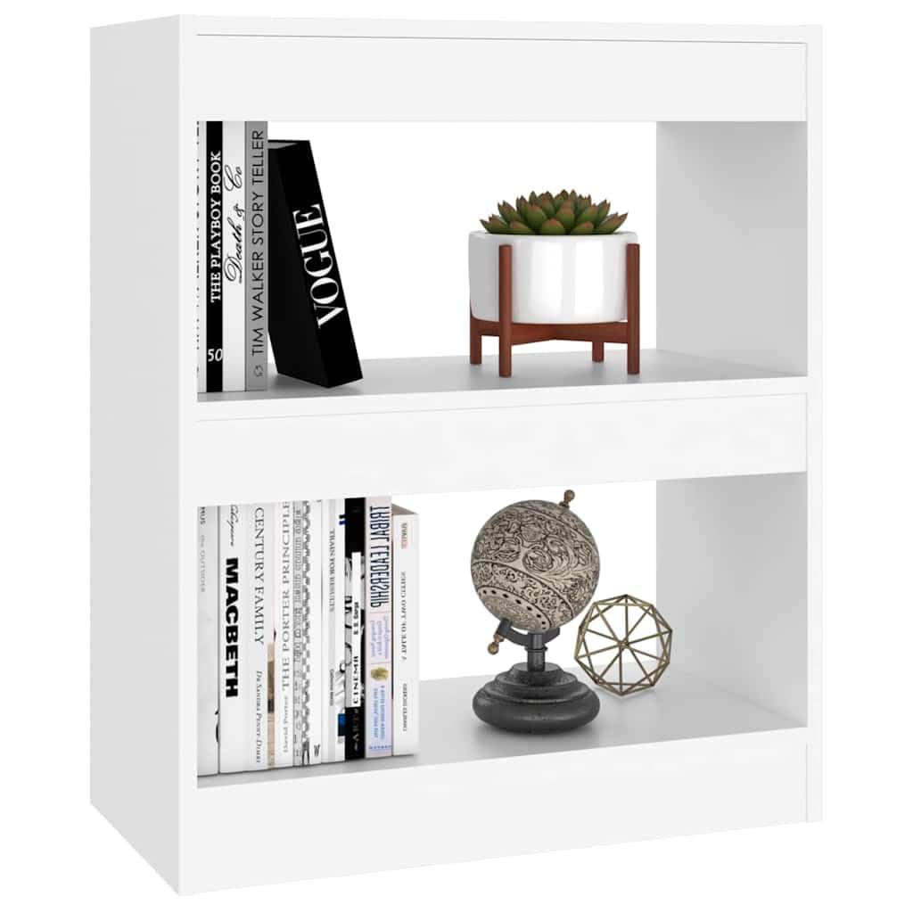 Libreria bianca, 60 x 30 x 72 cm, in legno con spazio portaoggetti, divisorio e sistema di scaffali per soggiorno, ufficio, studio, cameretta dei bambini, ripiano salvaspazio