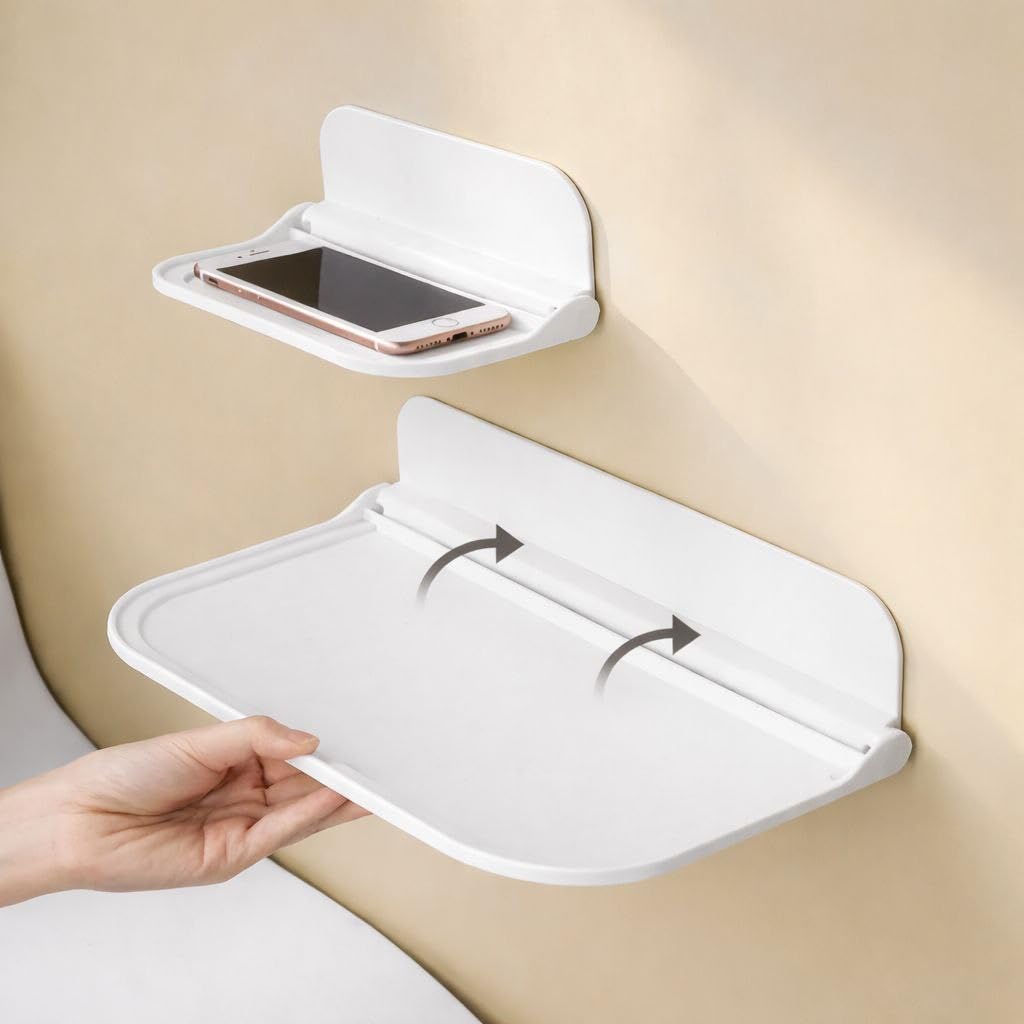 Floating Shelves/Foldable Small Wall/Space Saving Mounted Storage Tray/Easily Expands Wall Spaces Shelves for Bathroom, Kitchen, Office-image-13