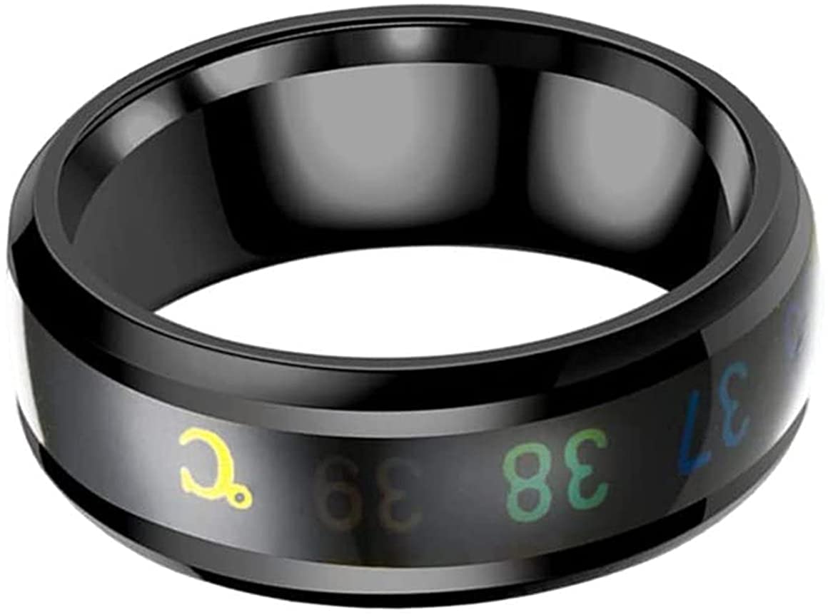 Smart Rings Termostati Sensore di Temperatura corporea Digitale Anelli Intelligenti Acciaio Inox Casual RingsDeft Elaborato, Acciaio inossidabile