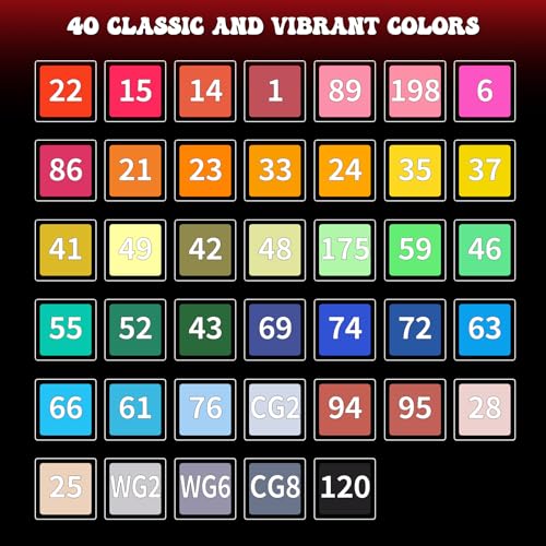 Vallteng 40 Colors Permanent Art Markers Twin Marker Pen Broad Fine Point Black Animation Design for Drawing Coloring with Carrying Case and Base - Image 4