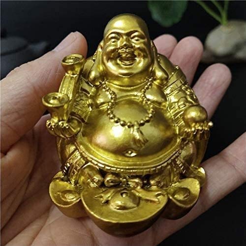 Statue de Bouddha Riant en or Feng Shui pour décoration maison