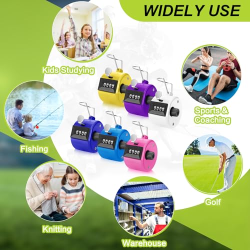 10 Pieces Handheld Tally Counter 4 Digit Mechanical Clicker Counter Multicolour Handheld Counter Clicker Plastic Pitch Counter for Counting School Golf Coaching Sports Knitting Events (10 PCS) - Thumbnail 7