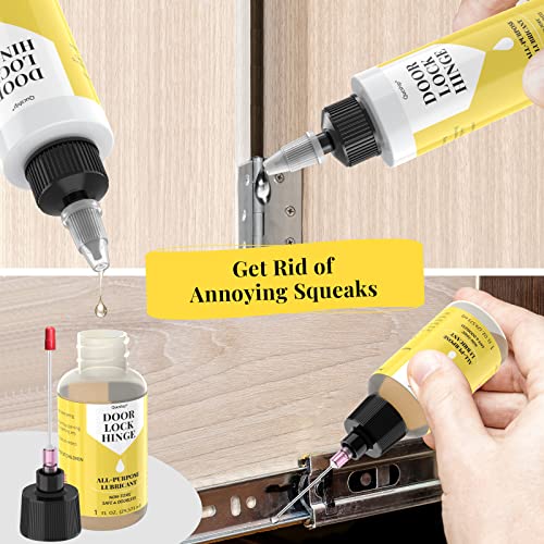 Image of Door Hinge Lubricant kit | 4 oz + 1 oz Needle Combo, Long-Lasting Lock Lubricant, Hinge, Lock, Tools, Bicycles | Stops Squeaks Fast, Smooth Locks & Hinges, Prevent Rust, Multi-Purpose Door Hinge Lubricant for Car, Tools, Bike Chains