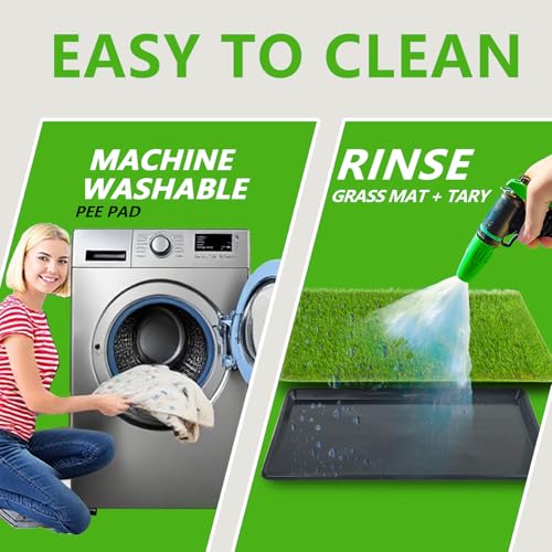 Reusable Dog Loo System with Artificial Grass Turf&Pee Pads&Tray, for Puppy Potty Training is Portable&Easy to Clean,35x23in Large Dog Litter Box Toilet for Indoor/Outdoor use(35.6''x23.6'') - Image 6