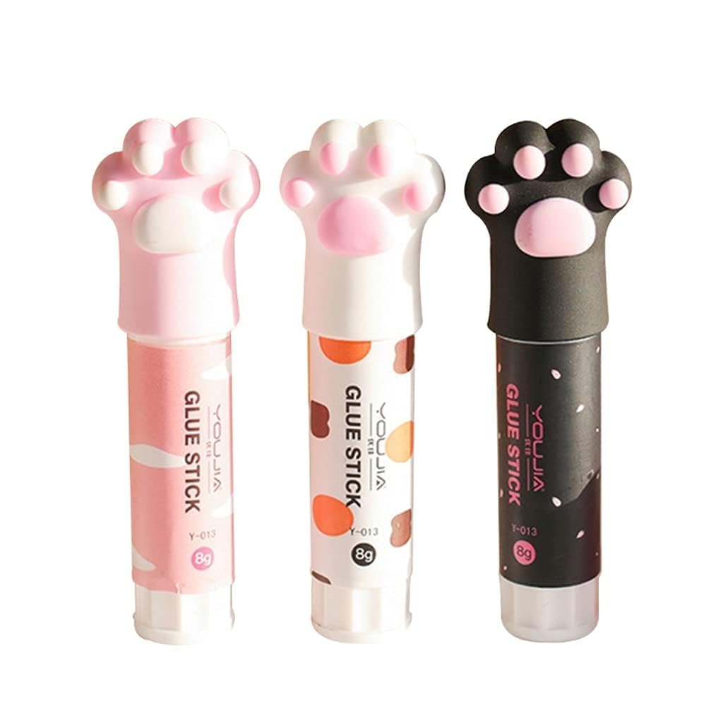 3Pcs Colorful Cat Claw Cute Glue Stick Kawaii Stationery Binding Tool School Office Supplies, Art Glues and Pastes, Art Glues