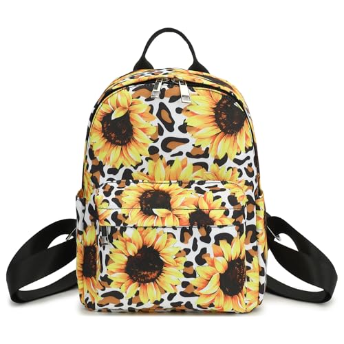 Image of Leopard Sunflower Mini Backpack Women Girls, Small Backpack Purse for Adults Teens Kids School Travel