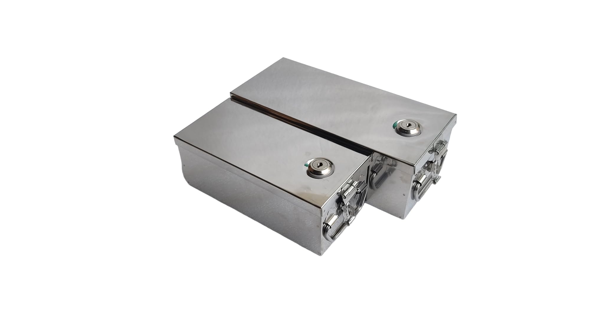 Ginoset® Stainless Steel Locker Boxes Jewellery Boxes Cash Peti Set (Multi_Pack of 2) Size - 10 Inch, 12 Inch (With Pre fited Lock & 2 Key) (B0C3JVG7R8) Amazon Price History, Amazon Price Tracker