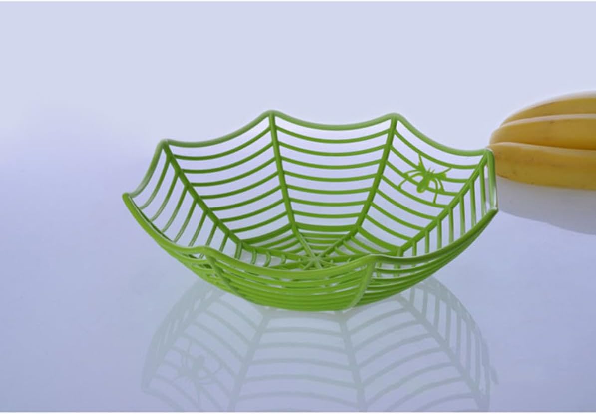 MAGICLULU Spider Web Fruit Plate Green PP for Fruits Candies Snacks