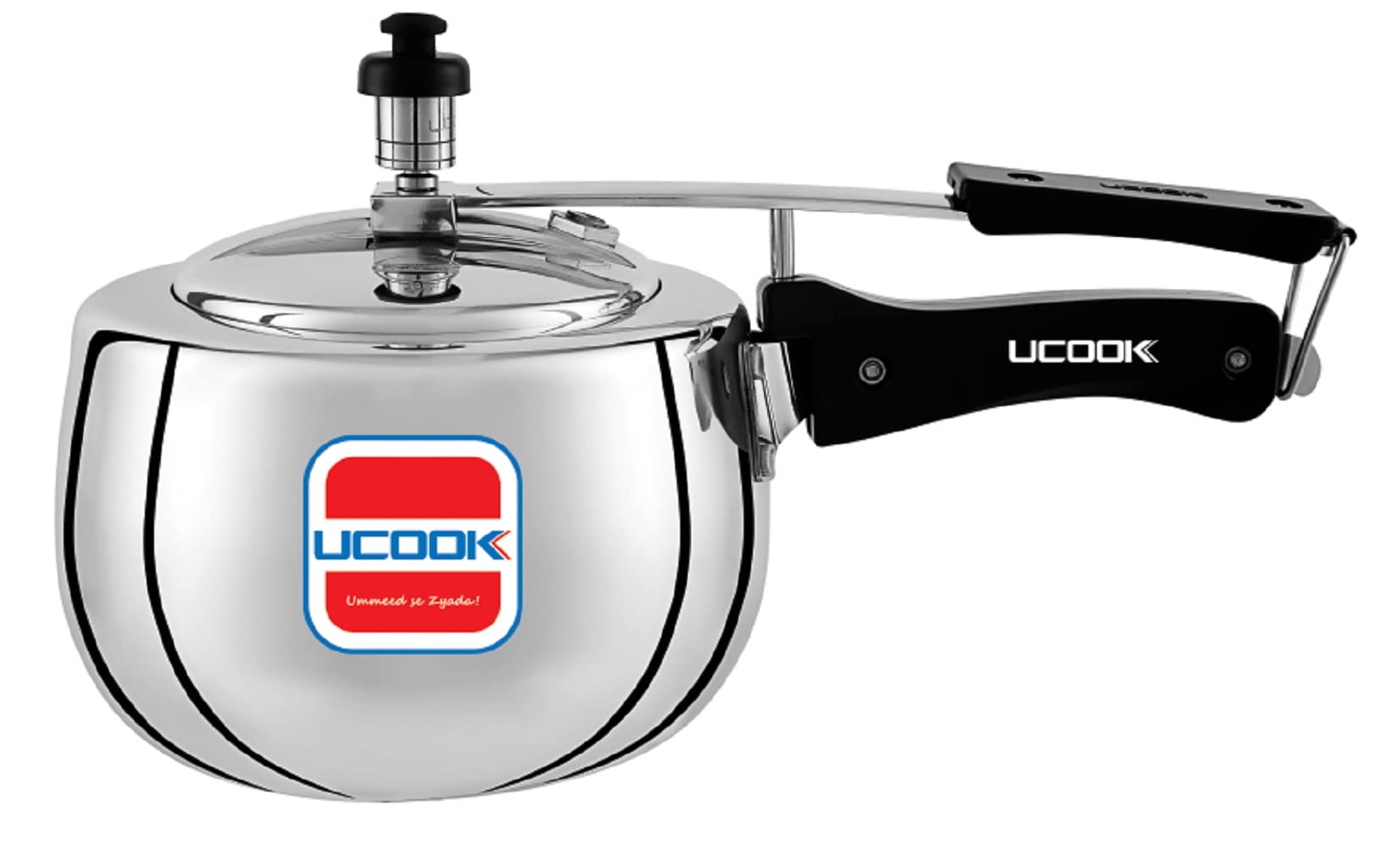 UCOOKSilvo Bulging Shape Aluminium Inner Lid Pressure Cooker, 3 Litre, Silver