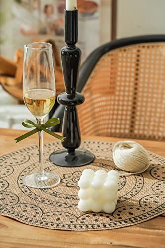 CcHhyyt Set of 6 Boho Round Placemats, Washable, Heat Resistant, PVC, Outdoor, Jute, Retro, Vintage, Waterproof - Image 3