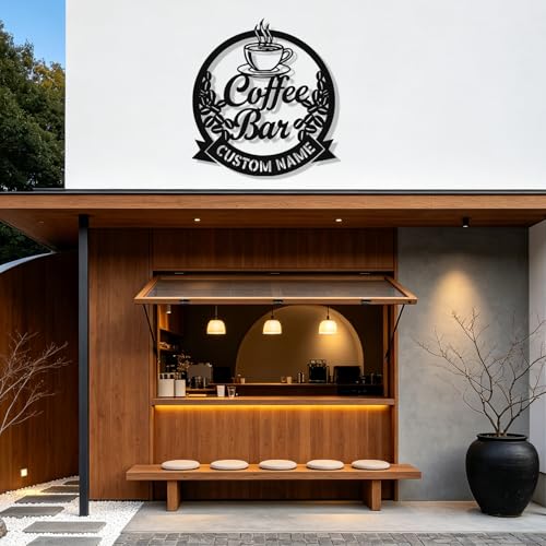Image of Personalized Coffee Bar Metal Sign, Custom Coffee Signs, Custom Coffee Name Signs for Cafe Station, Coffee Wall Art Decor for Kitchen, Cafe Shop Decor, Cafe Lover Gift