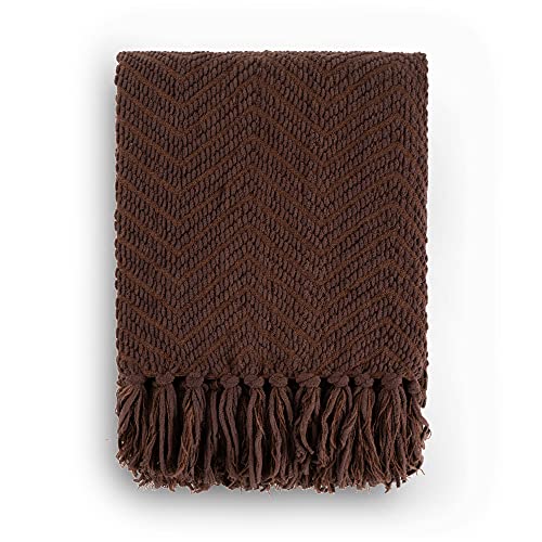 Battilo Home Dark Brown Throw Blanket For Couch, Knitted Brown Throw 50'' X 60'', Super Soft Cozy Warm Chocolate Throw For Living Room Chair Couch Bed Sofa Bedroom Home Decor #TOP6