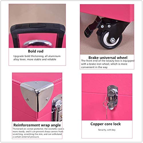 BYCDD Trolley Kosmetikkoffer Schminkkoffer, Schönheit Multikoffer Etagenkoffer Make-up Koffer für Maskenbildner… – Bild 5