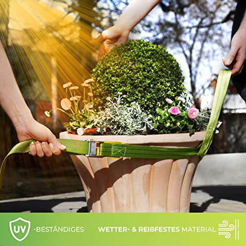 Tragegurt für schwere Kübelpflanzen bis 229 kg – Ø bis 65 cm – UV-beständig, wiederverwendbar – 2 Personen Tragehilfe für Blumentöpfe im Garten & auf der Terrasse