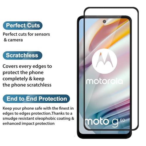 Image of POPIO Tempered Glass Screen Protector Compatible For Motorola Moto G60 / Motorola Moto G40 Fusion (Black) With Edge-To-Edge Protector Coverage And Easy Installation Kit For Smartphone