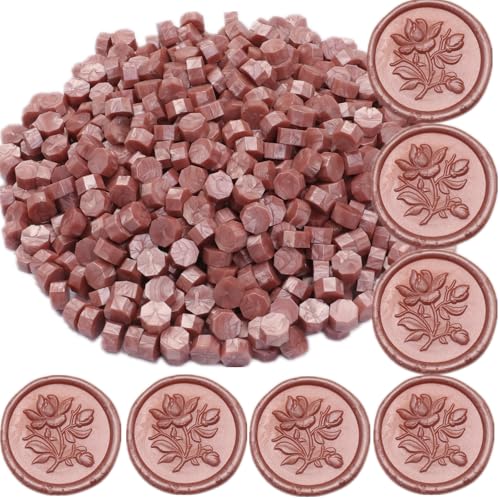 Wax Seal Beads, 400Pcs Sealing Wax Beads, Octagon Wax Sealing Beads, Rose Gold Sealing Wax Beads Set for Wax Seal Stamp, Gift Wrapping, Letter Sealing (Rose Gold)