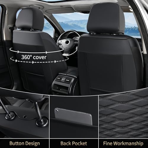 Image of FLORICH Car Seat Covers Front Seat, Leather Seat Covers for Cars, Waterproof Car Seat Protector Breathable, Front Seat Covers for Cars, Automotive Seat Covers Universal Fit for Most Cars SUV Truck
