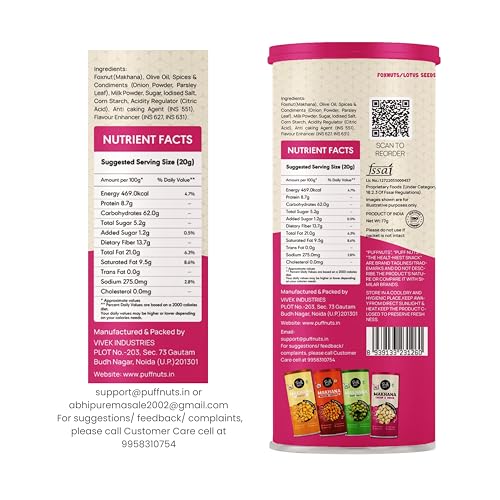 Image of Puffnuts COMBO of 4 Roasted and Flavoured Makhana | Healthy Snack | Namkeen Snacks | Puff Nuts | Gluten Free | Cholesterol Free | Protein Rich | Fiber Rich | With Calcium & Magnesium | Roasted in Olive Oil - 308g (Pack Of 4 x 77g, Cheese, Tangy Tomato, Mexican Chipotle, Cream & Onion)