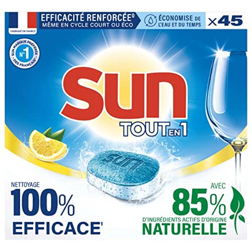 SUN Tablettes lave-vaisselle tout en 1 citron 45 lavages 45 tablettes - Le paquet de 45 doses
