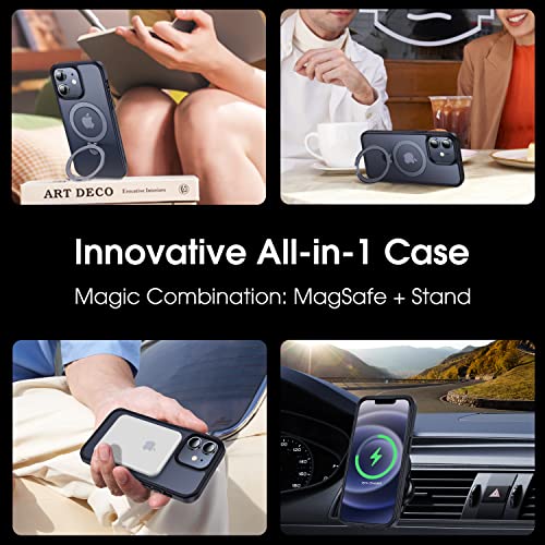 Image of CASEKOO Designed for iPhone 12 Pro /iPhone 12 Case with Magnetic Invisible Stand [Military Drop Protection] [Compatible with MagSafe] Shockproof Slim Translucent Matte Case 6.1 Inch, Black