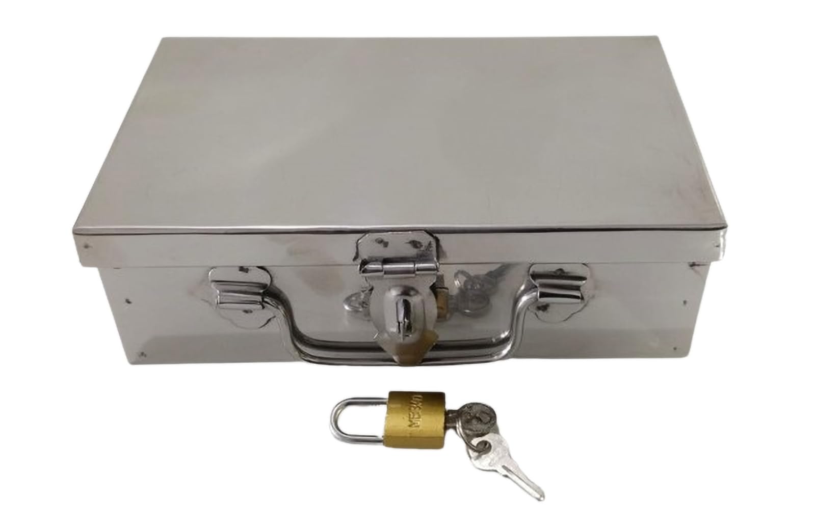 Stainless Steel Storage Box with Manual Key Lock - Secure Cash Peti, Pooja Peti, Organizer, Vanity Box - Single Piece Money Organizer for Home, Office and locker storage (Pooja Peti No. 8) (B0CXXFFN87) Amazon Price History, Amazon Price Tracker
