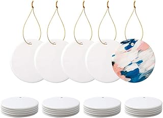 PYD Life 25 PCS Sublimation Ceramic Ornaments Bulk White 2.75 Inch Round...