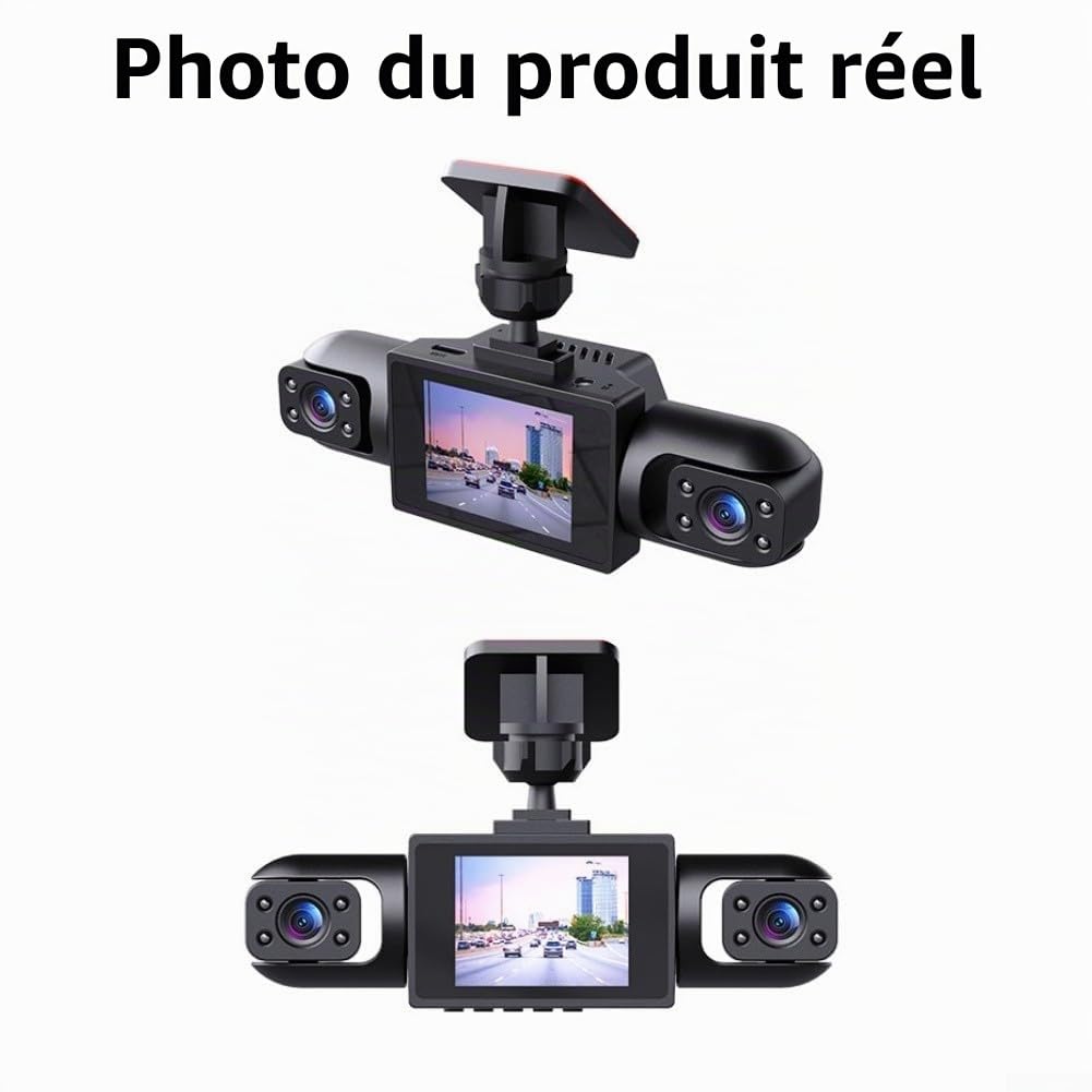 Caméra embarquée de voiture à vue complète à 360°, 4K UHD avant et arrière latérale 1080p, avec détection de mouvement, prend en charge l'enregistrement de vélo, caméra de surveillance intelligente de