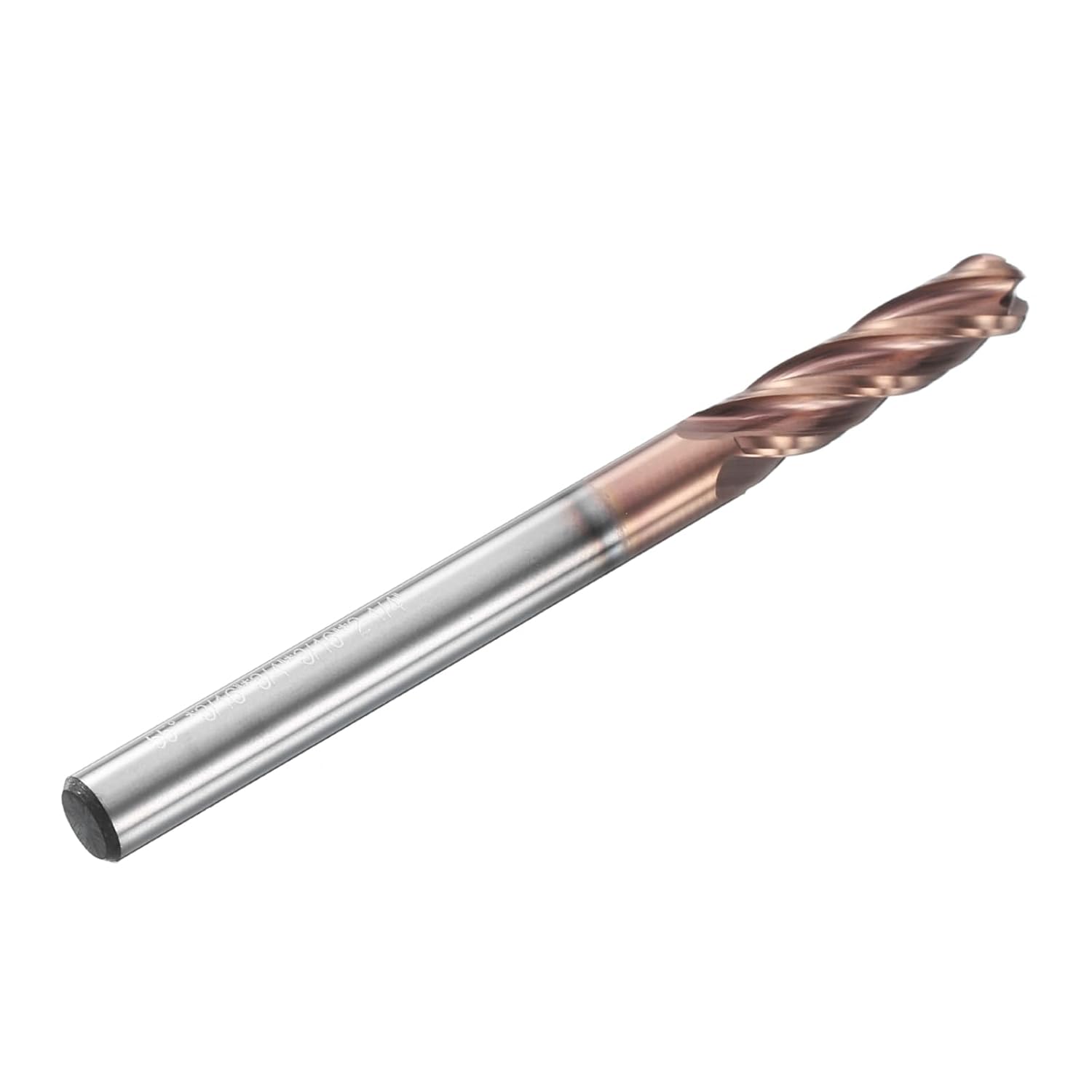HARFINGTON Ball Nose End Mill 4 Flute 3/16" Diameter 3/16" Shank Tungsten Carbide TiAlN Coated Spiral CNC Router Bits 3/4" Cutting Length Single End Ball for Carving Engraving Grinding
