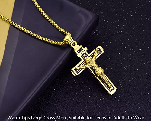 Rehoboth Jesus Christ on INRI Crucifix Cross Large Pendant Necklace for Teens Womens Mens with 24 Inch Stainless Steel Chain3