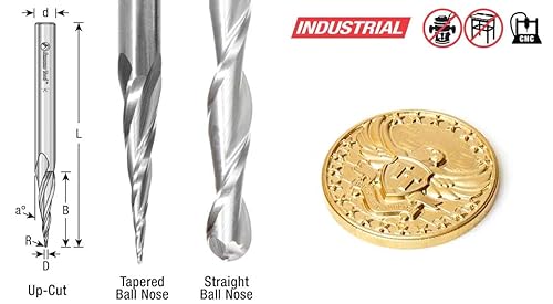 Amana Tool - 46282-U CNC 2D y 3D talla 5.4 grados punta de bola de ángulo cónico 116 de diámetro x 132