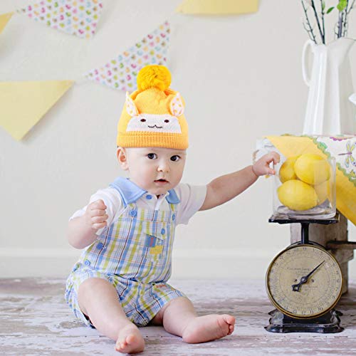 KESYOO Chapéu de Bebê Com Pom Pom Coelho Padrão Chapéu Boné de Malha de Lã Gorro Macio Infantil Inve