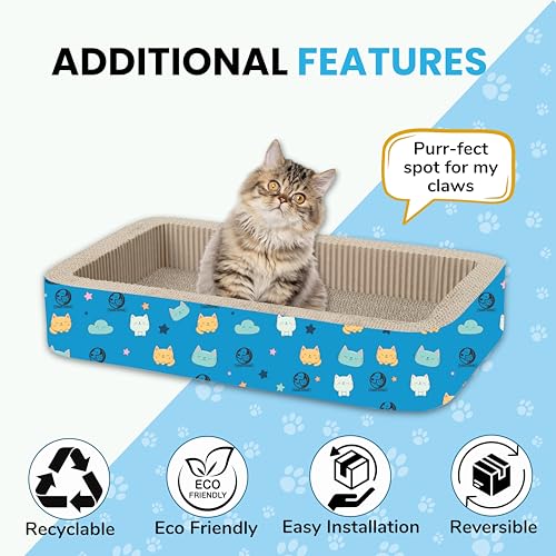 Image of Foodie Puppies Scratching Pad with Catnip for Cats and Kittens (Rectangle Crater 49 x 28 x 12 cm) | Corrugated Scratcher Cardboard for Cats, Kitten for Furniture Protection, Durable Texture Design