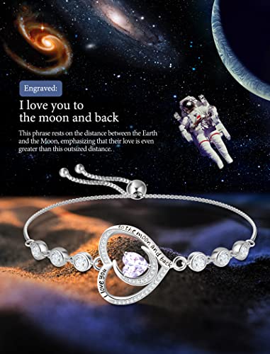 Bracelets Christmas Gifts For Women Sterling Silver Tennis Bracelet Created Heart Jewelry Wife Forever Love Heart June Birthstone Bracelet For Girlfriend Girls #TOP5