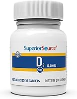 Vista 4 de Superior Source Vitamina D3 10000 UI, tabletas microlingües de disolución rápida, 100 unidades, ayuda a promover huesos y dientes fuertes, apoyo