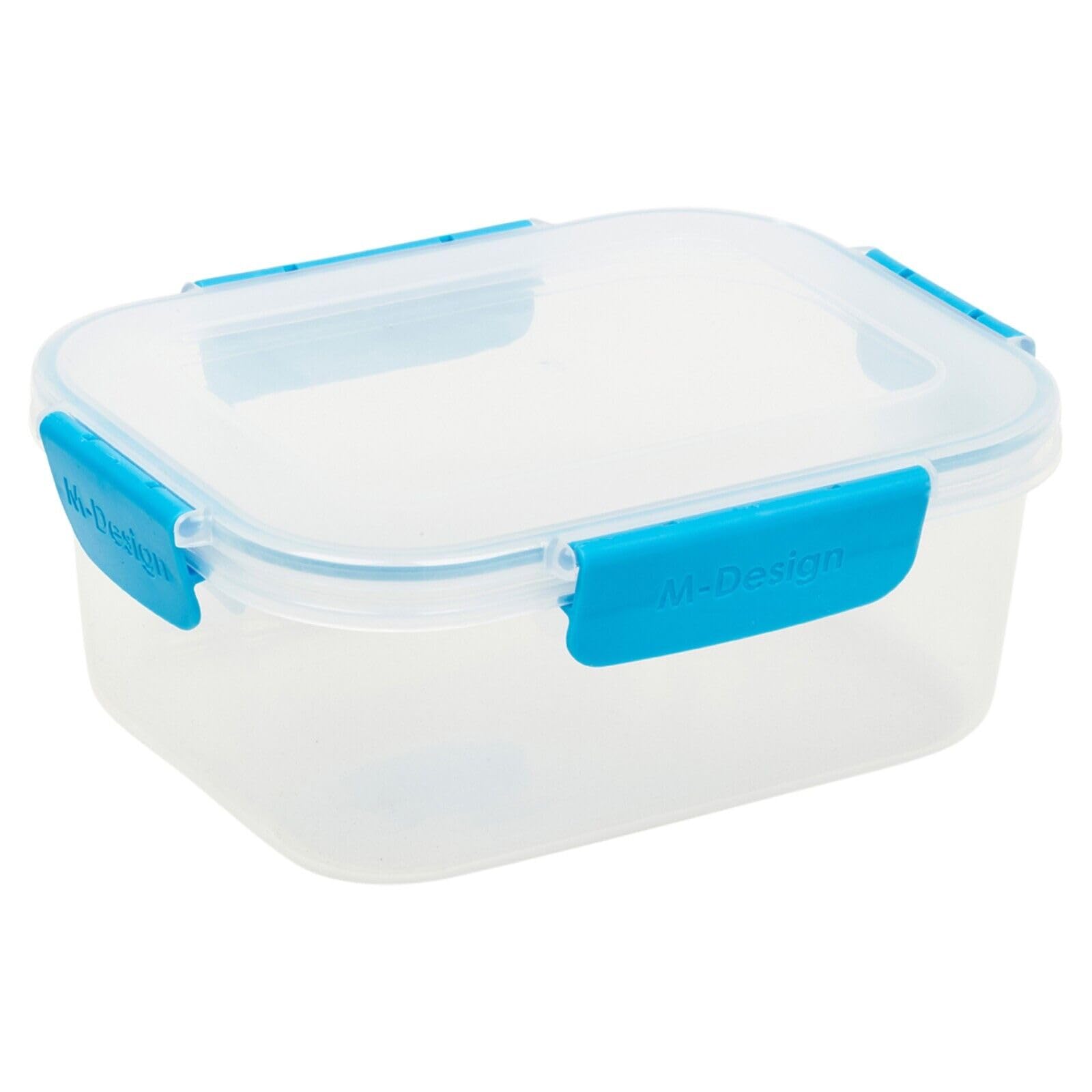 Urbn-Chef Clear Food Plastic Storage Container Airtight Seal Clip & Lock Lid Dishwasher Safe (6, 1.6L Blue)