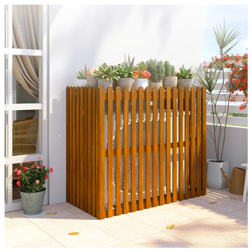 Cubierta de aire acondicionado portátil decorativa de madera maciza resistente a la intemperie para unidades al aire libre