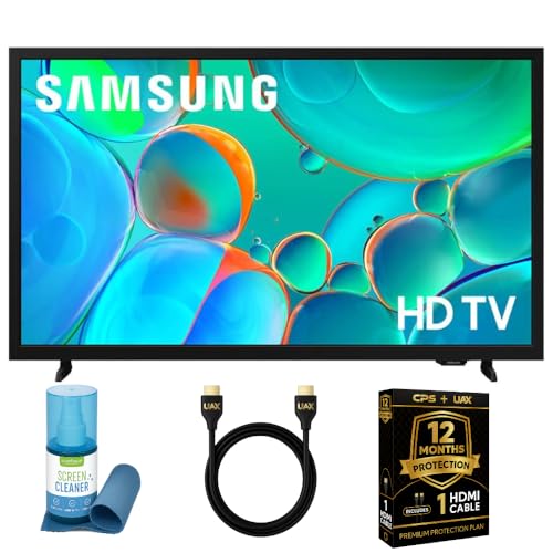 Samsung 32-Inch Smart LED TV Bundle - HD 720p, HDR, Bluetooth, w/ 12 Month CPS Protection, AUX HDMI Cable, and Screen Cleaning with Microfiber Cloth.
