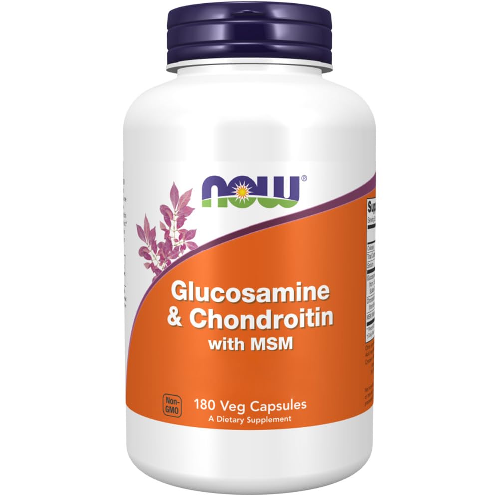 Now Foods, Glucosamine & Chondroïtine avec MSM, 180 Capsules, Testé en Laboratoire, Sans Soja, Sans Gluten, Sans OGM