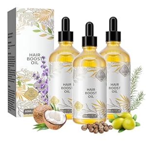 Natürliches Haaröl für Haarwachstum, Haarstärkungsöl mit Rosmarinöl, Rizinusöl, Kokosnussöl, Lavendelöl, Haarserum für Kopfhaut und Haar (3 x 60 ml)