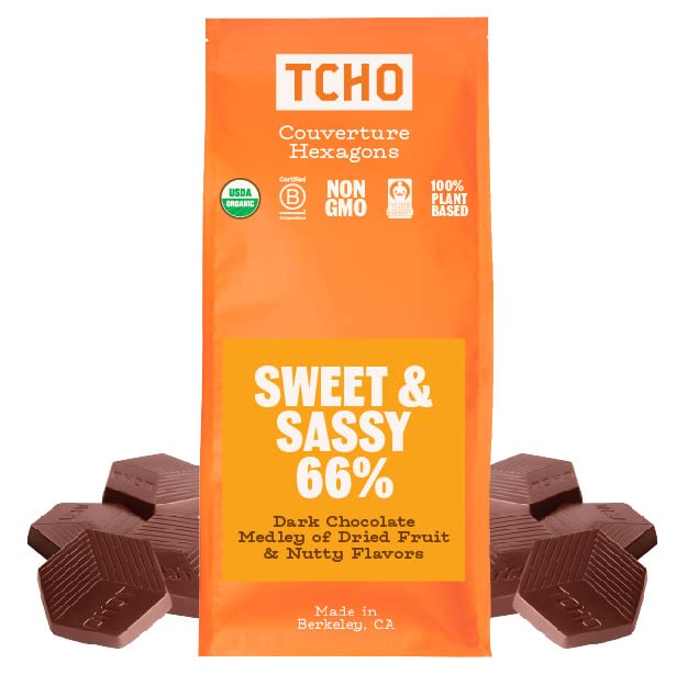 TCHO Sweet & Sassy 66% Dark Chocolate Baking Couvertures (6.6lb Bag) | Organic & Fair Trade Certified | Non GMO, Non-Dairy, Vegan, Soy Free