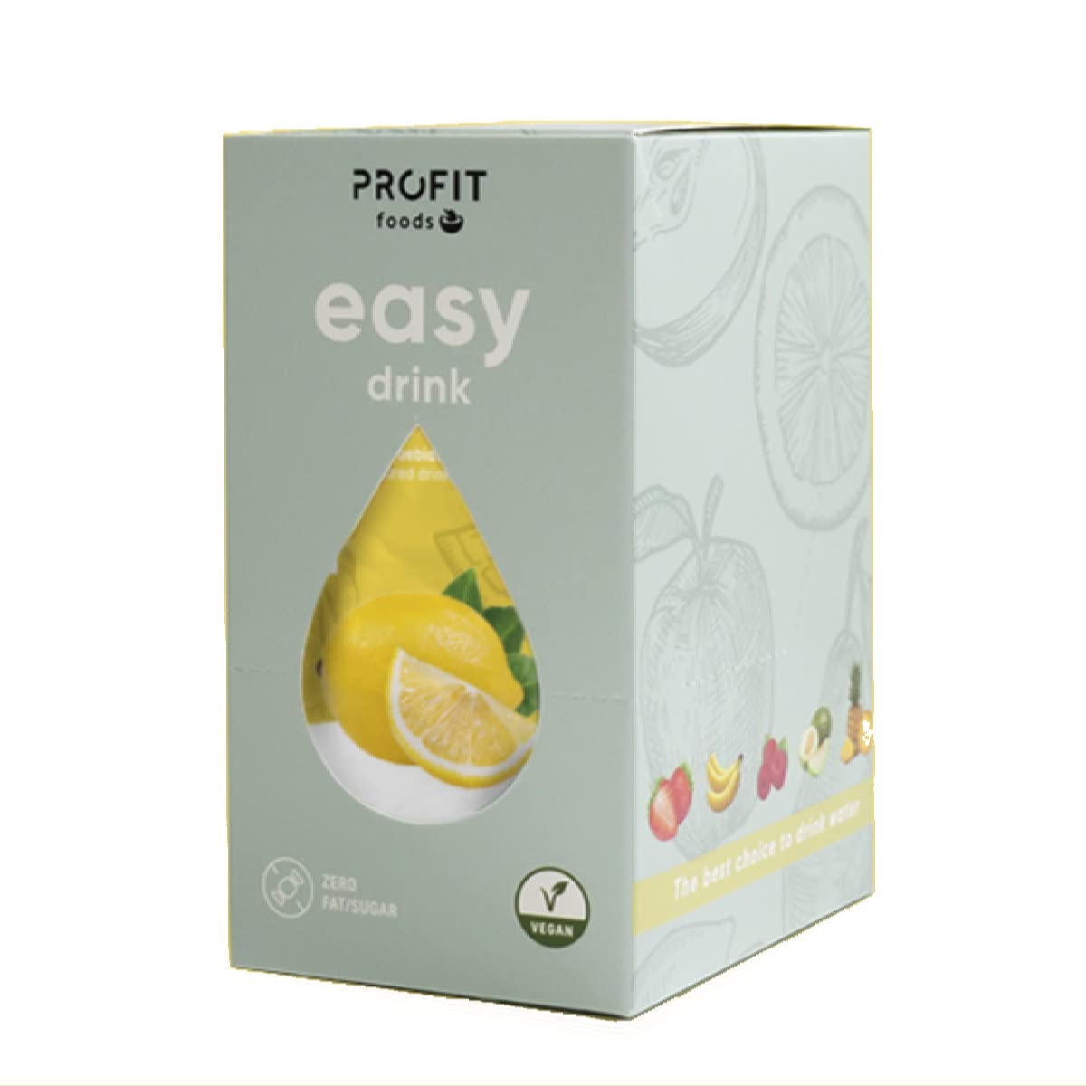 PROFIT - Easy Drink Limón - Bebida instantánea con saborizante natural sin azúcares sabor Limón - Ideal para hidratarte y disfrutar de un refresco bajo en calorías - 15 sobres de 9 gramos