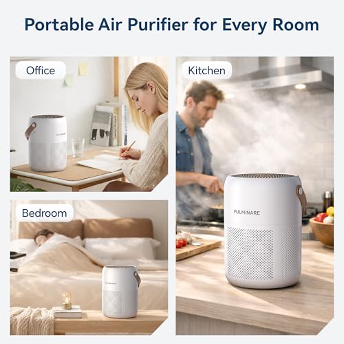 Image of FULMINARE Air Purifiers for Bedroom, H13 True HEPA Air Purifiers, Quiet Small Air Filters, with Timer Sleep Mode Speeds Control Night Light, for Pets, Office, Living Room (White)