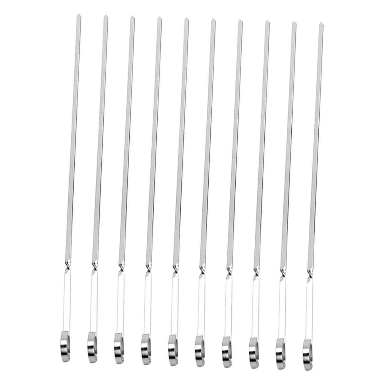 Spiedini Design Sottile e Gancio Curvo 10 Pezzi o in Metallo Inossidabile per Barbecue Riutilizzabili e Comodi da Impugnare per Utilizzo all'Aperto