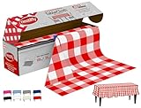 Neatiffy Disposable Plastic Table Cloth Roll | 54 in x 108 Ft Waterproof Tablecloth | Table Cover for Rectangle, Square, Round Oval Tables | Picnic, Party, Banquet, Birthdays, Weddings, Red Checkered