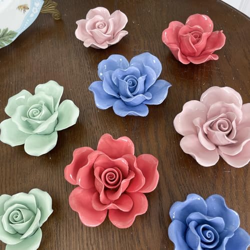 Image of Ceramic Flower Wall Art Decor, Artificial Flower Wall Sculpture,Handmade Ceramic Flowers for Home,Hallway,Living Room, Kitchen,Bathroom (Light Green,Peony, 2.76 inch)
