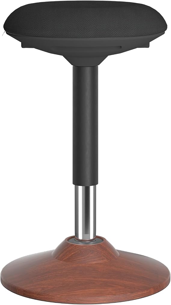 Wobble Stool for Standing Desk,19.7-27.5 Height Adjustable Ergonomic Active Stool with Widened Thick Cushion & Non-Slip Base,440lbs Capacity,Ideal for Home Office,Daily Work(Walnut)