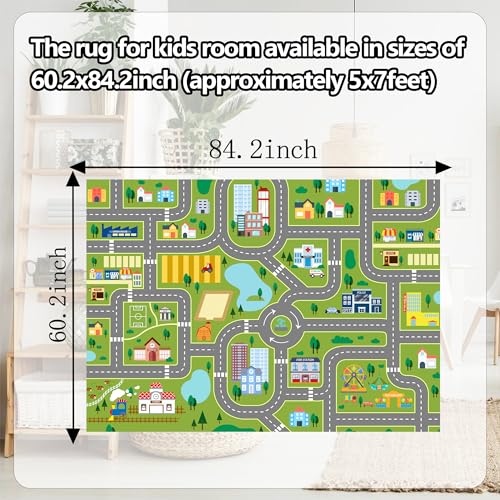 Kids Roommat Rug City Life Great for Playroom Classroom Bedroom - Non-Slip City Pretend Room Mat (Large- 5 x 7 FT) - Image 6