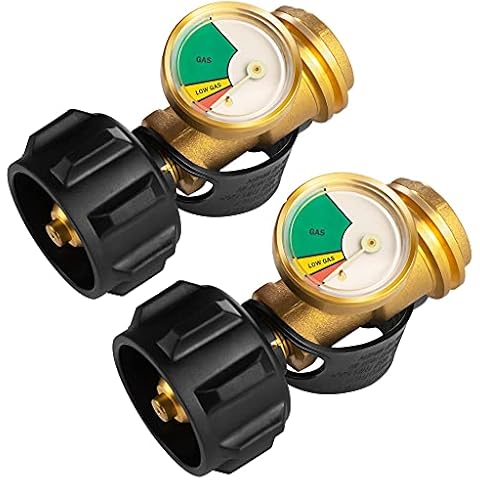 DOZYANT Propane Tank Gauge Level Indicator Leak Detector for 5lb-40lb Propane Tanks (2 Pack), Universal for BBQ Gas Grill, Cylinder, RV Camper, and More Appliances, Type 1 Connection Cover