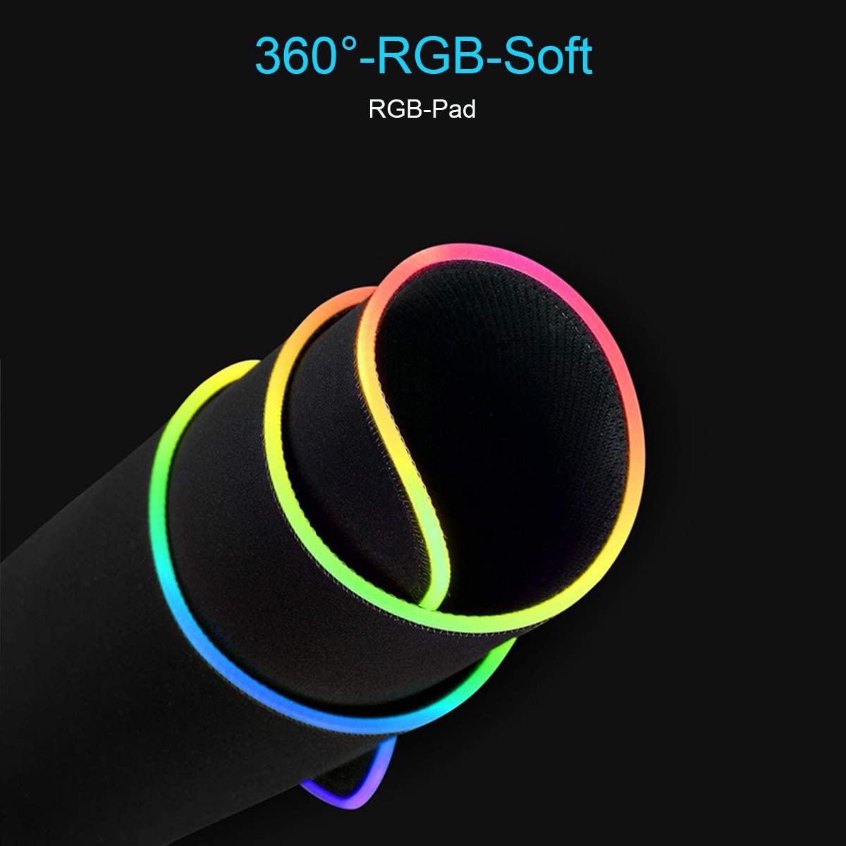 Owege Oyun fare altlığı XXL 800 x 300 mm RGB fare altlığı, büyük, 14 aydınlatma modu, 7 LED renk, dikişli kenarlar, su geçirmez, kaymaz, hassasiyeti artırır, komple siyah