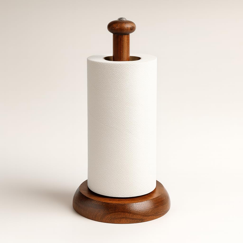 Handcrafted Wooden Kitchen Tissue Paper Roll Stand Holder, Foil Holder (Gem Top) || Kitchen Accessories, Towel Roll Stand Holder, Napkin & Tissue Dispenser Holder Stand (Mango Wood)